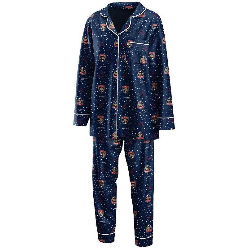 Womens Black Arizona Coyotes Long Sleeve Button-Up Shirt and Pants Sleep Set Product Image