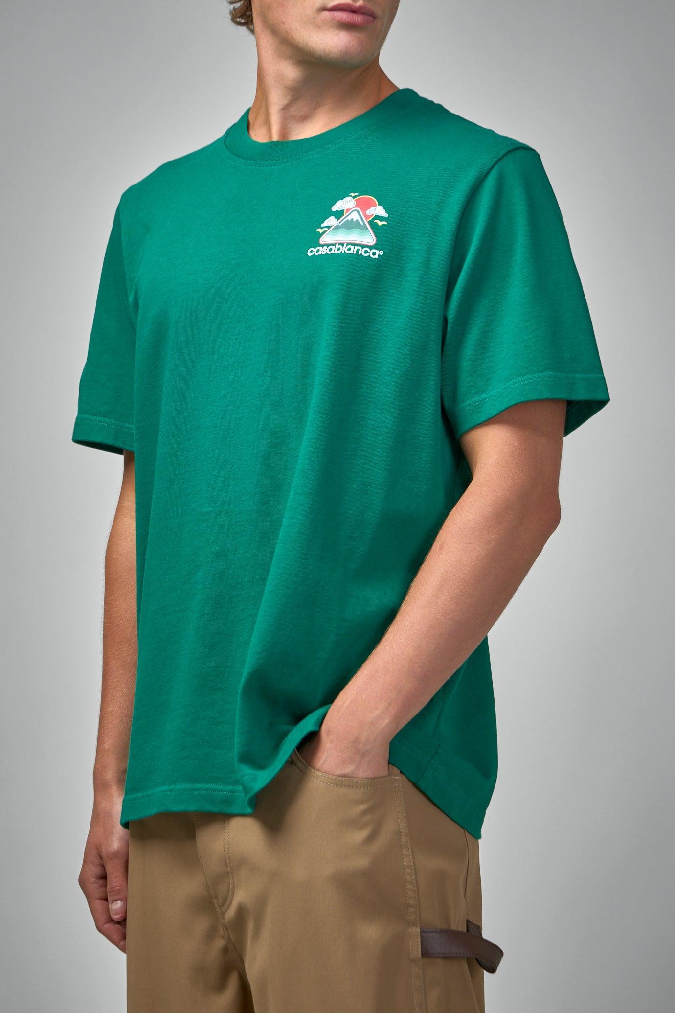 CASABLANCA Mens Montagne Ondulee Brand-print Cotton-jersey T-shirt In Green Product Image