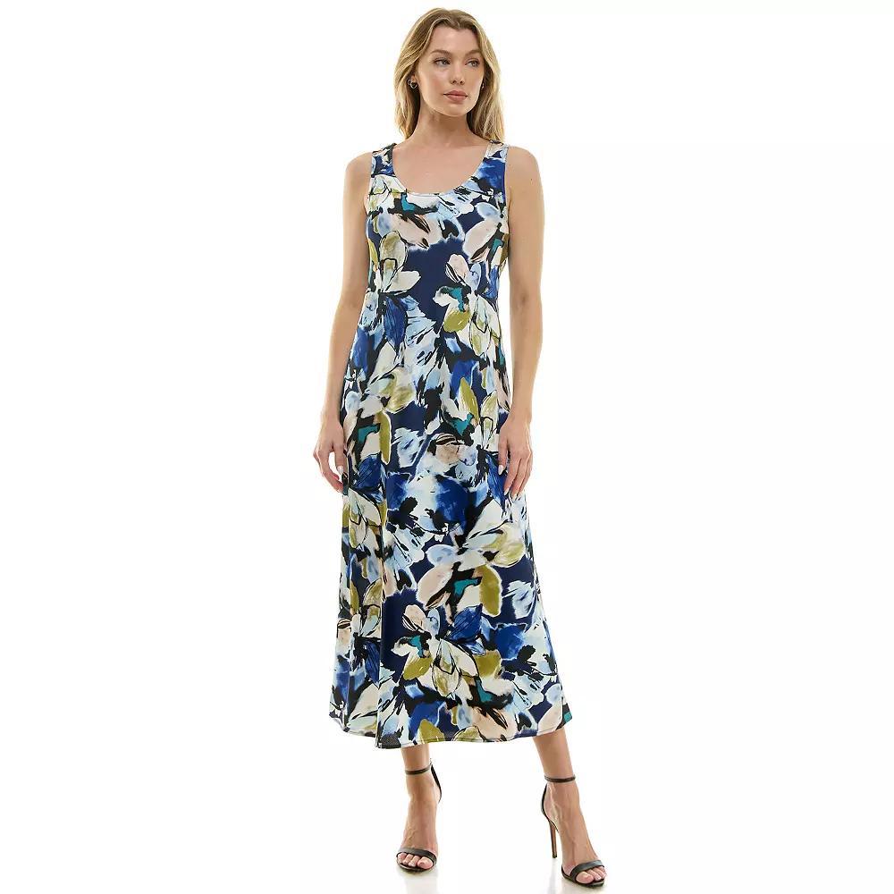 Women's Luxology Sleeveless Satin Slip Dress, Size: Medium, Navy Blue Green Product Image
