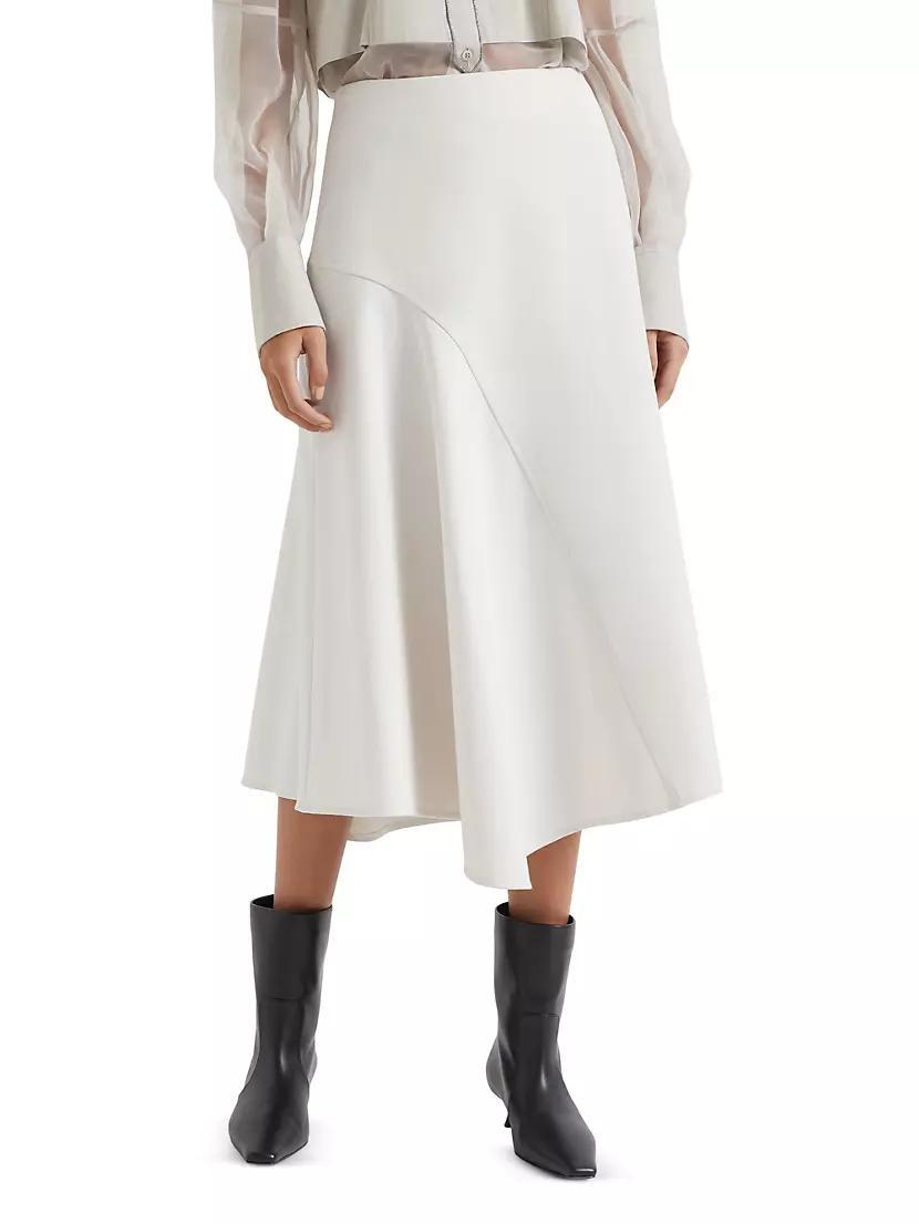 Stretch Cotton Asymmetric Midi Skirt Product Image