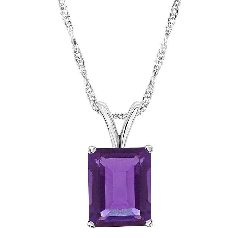 Alyson Layne 14k Gold Emerald Cut Amethyst Pendant Necklace, Women's, Size: 18" Product Image