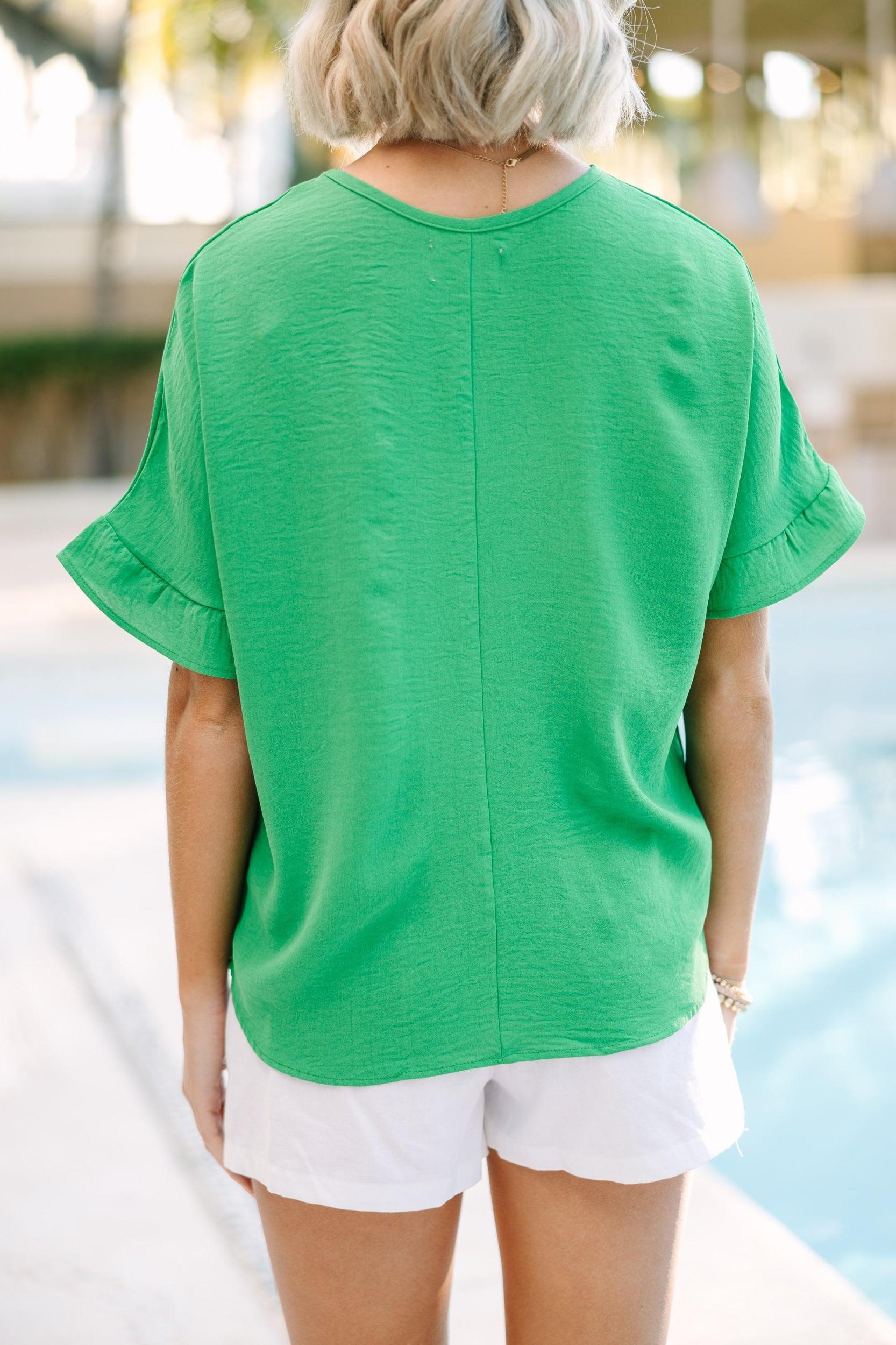 All I Ask Kelly Green Ruffled Top Female Product Image