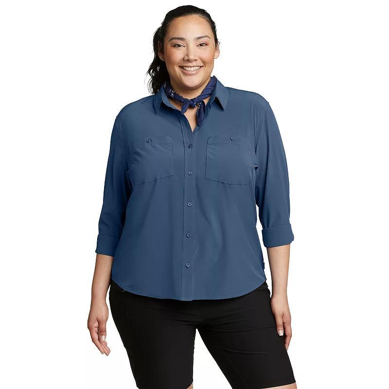 Plus Size Eddie Bauer Departure 3.0 Long Sleeve Collared Button Down Shirt, Women's, Size: 3XL, Black Product Image