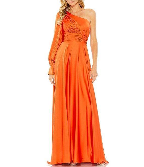 Mac Duggal One Shoulder Bishop Sleeve A-Line Gown Product Image