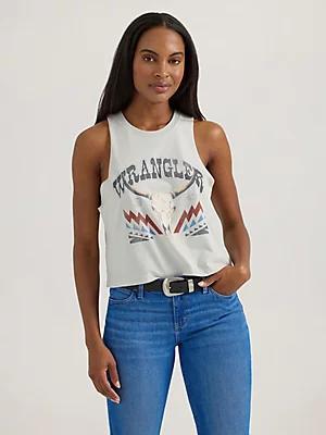 Women's Wrangler Festival Crop Graphic Tank in Antique White Product Image