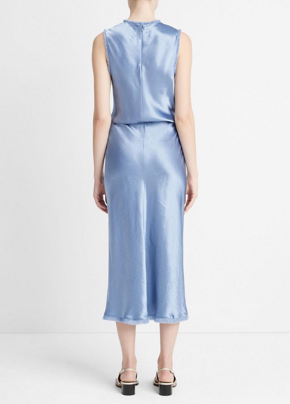 Womens Satin Frayed-Edge Bias Skirt, Azure Gem, Size XL Vince Product Image