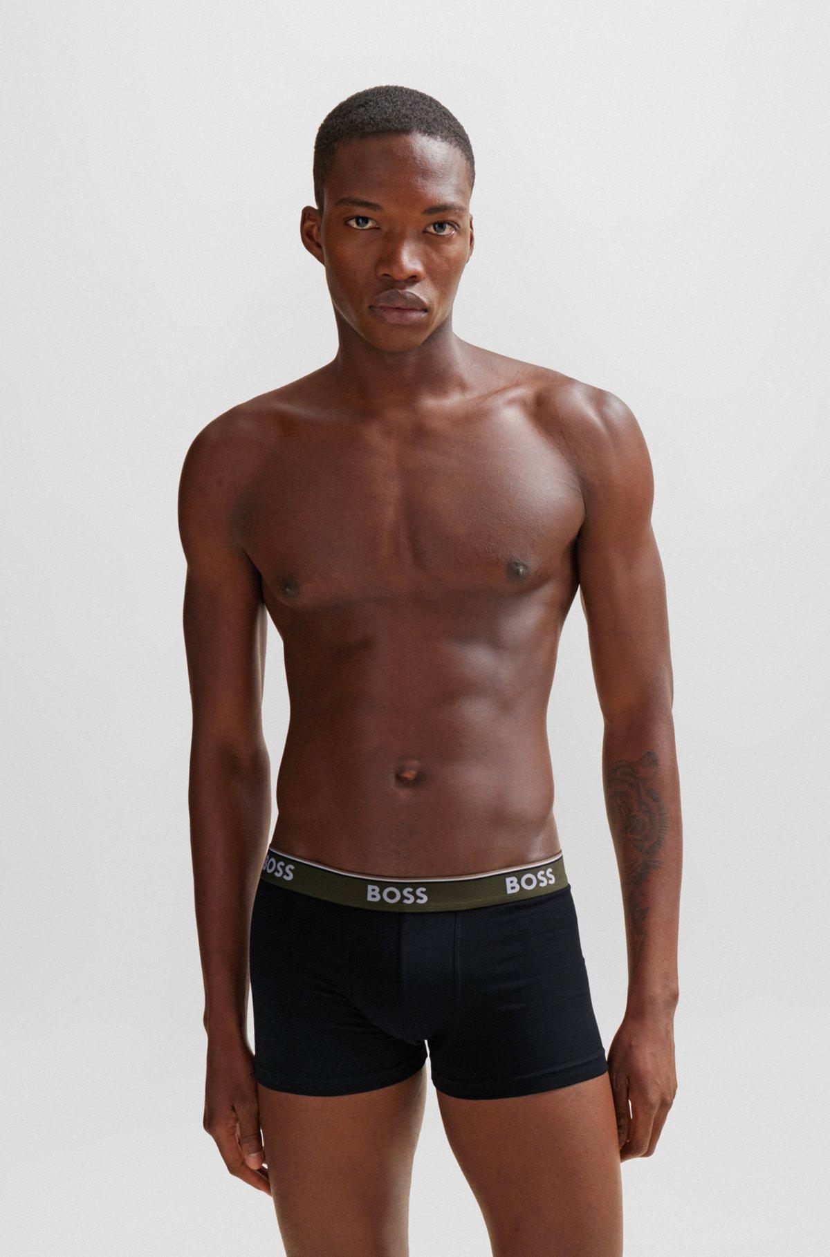 Three-pack of stretch-cotton trunks with logo waistbands Product Image