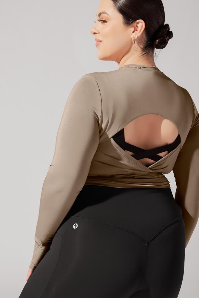 Bow Back Reversible Long Sleeve Top - Black Product Image