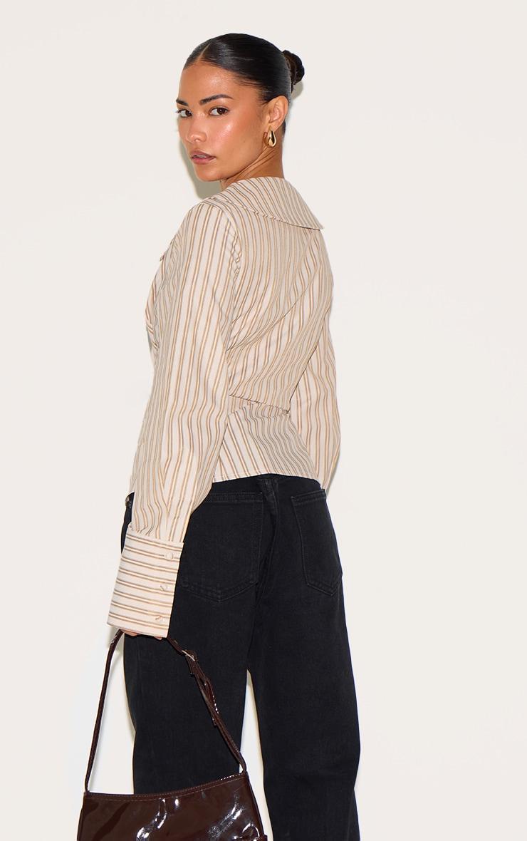 Petite Taupe Pinstripe Shirt Product Image