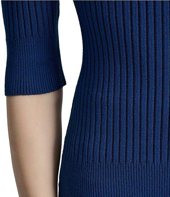 DKNY by Donna Karan Short Sleeve Mock Neck Ribbed Knit Top Product Image