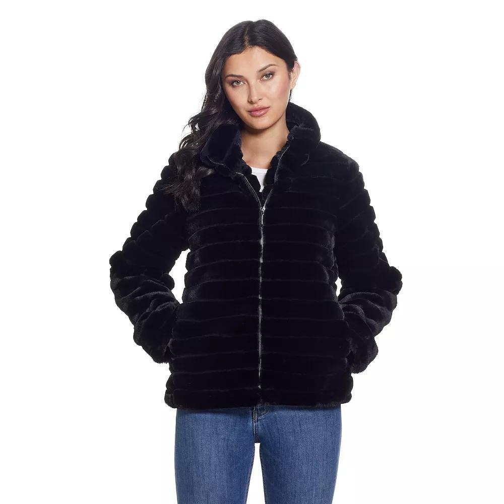Women's Weathercast Grooved Faux Fur Jacket, Size: Small, Ivory Product Image