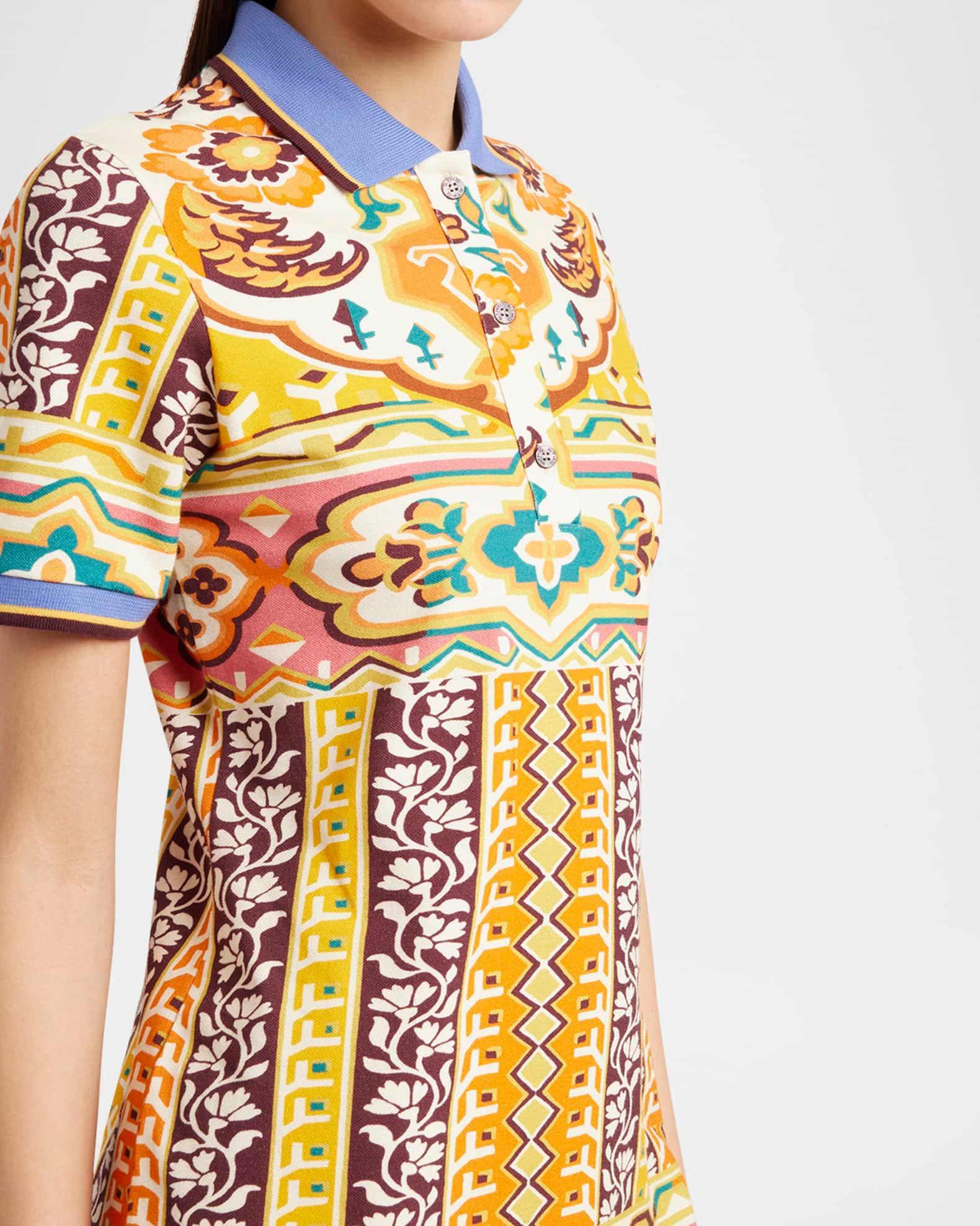 Tapestry Short-Sleeve Mini Polo Dress Product Image
