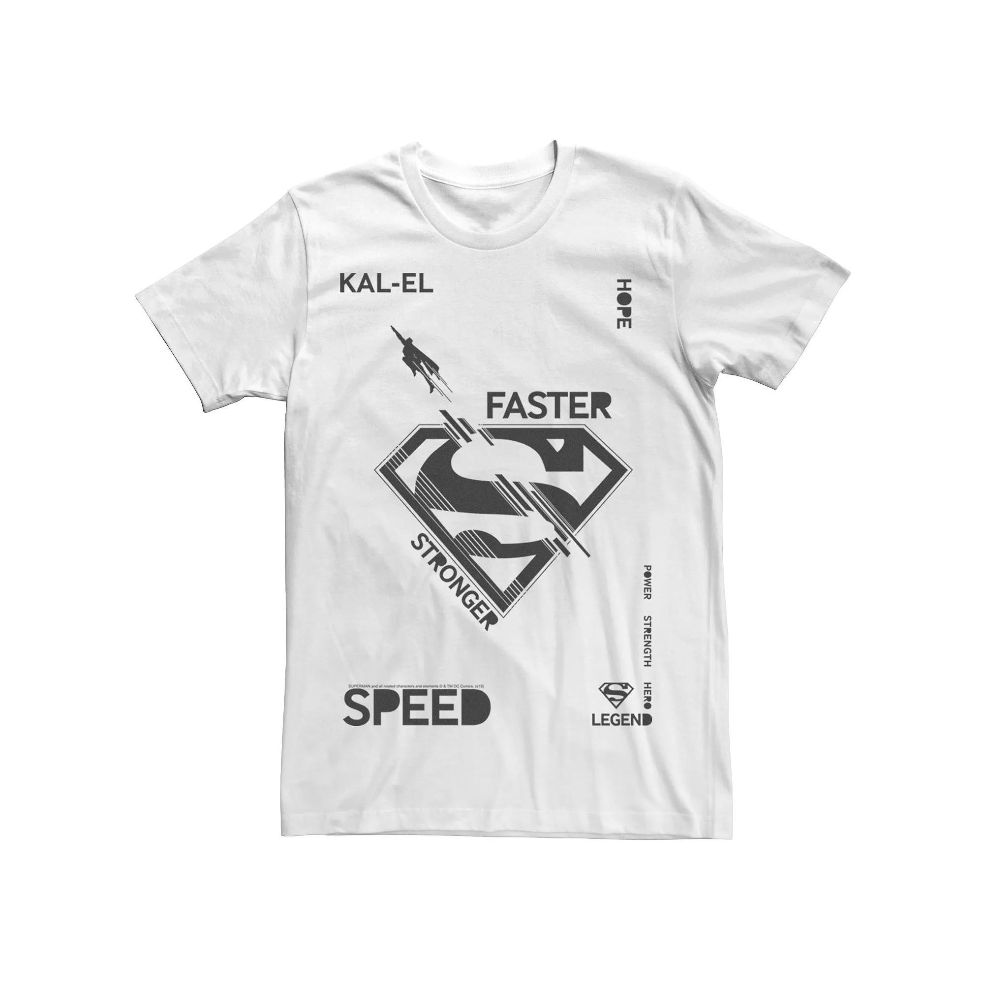 Men's Superman Kal-El Faster, Stronger, Speed Logo Tee, Size: 3XL, White Product Image