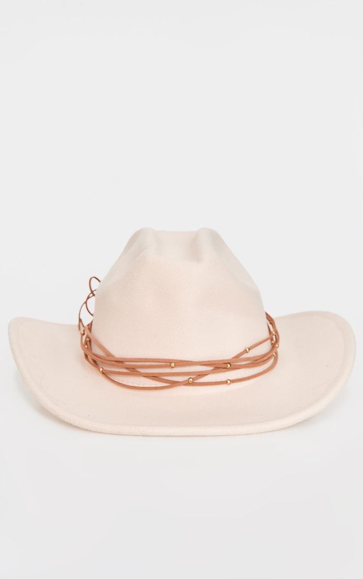 Cream Beaded Trim Cowboy Hat Product Image
