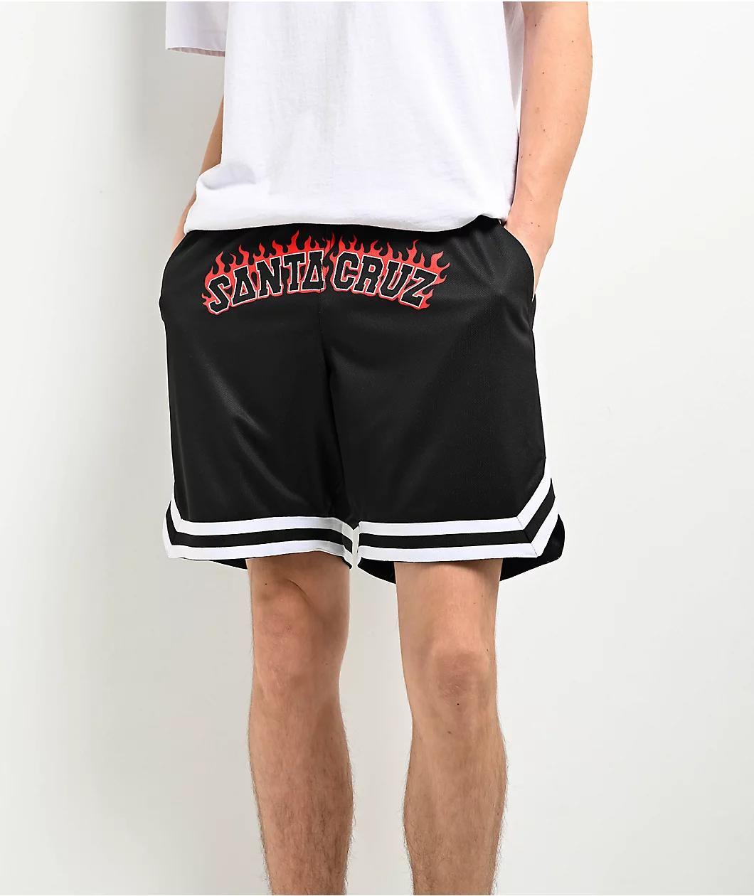 Santa Cruz Flamed Collegiate Black Mesh Shorts Product Image