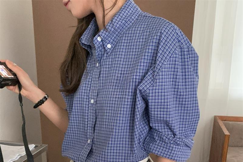 Long-Sleeve Plaid Shirt Product Image