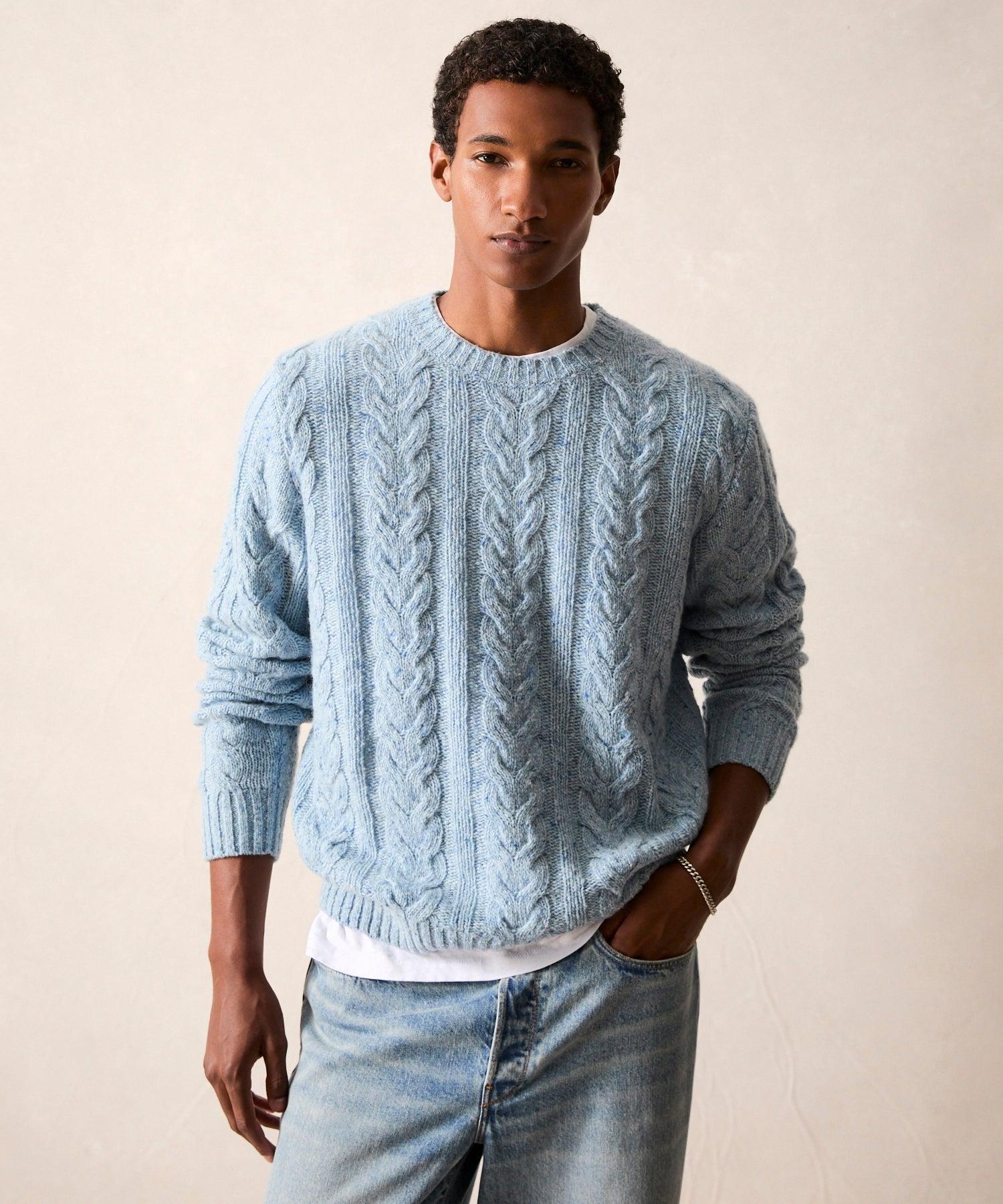 Donegal Cable Crewneck Sweater in Airway Product Image