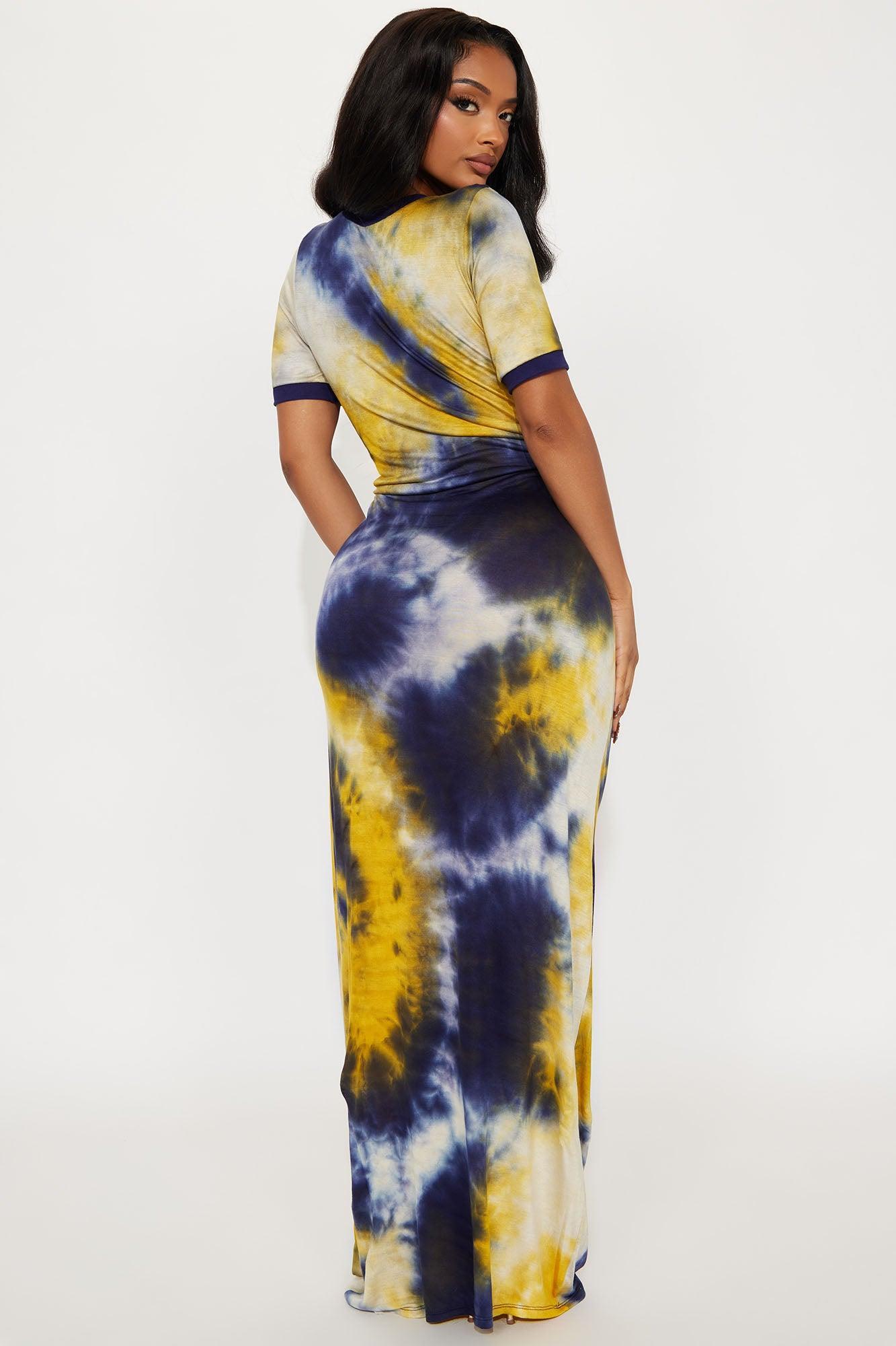 Breezy Tie Dye Maxi Dress - Navy/combo Product Image