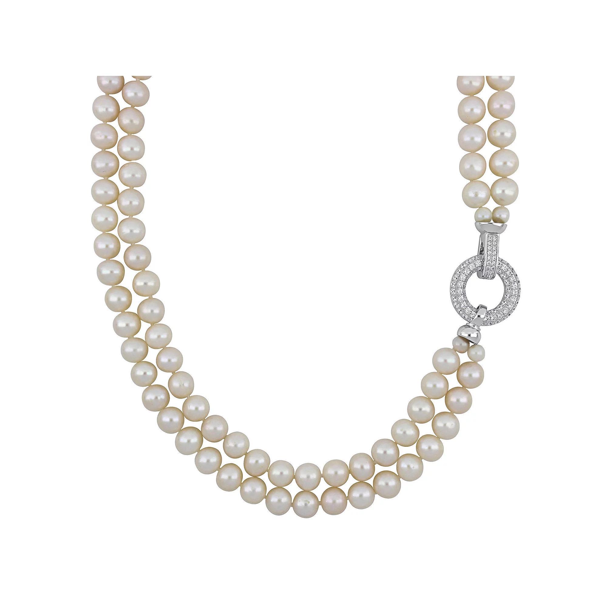 Stella Grace Freshwater Cultured Pearl 2-Strand Necklace, Women's, Size: 17", Sterling Silver Product Image