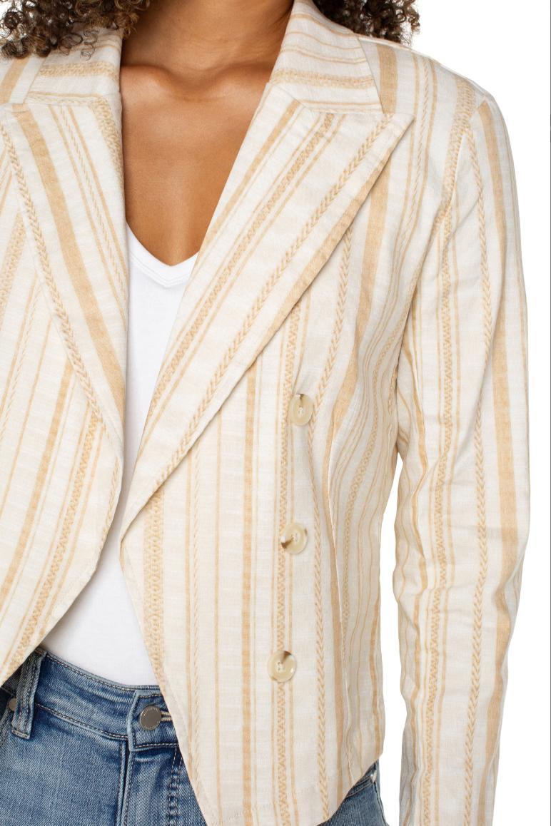 Open Front Blazer- Hazelnut Cream Stripe Product Image