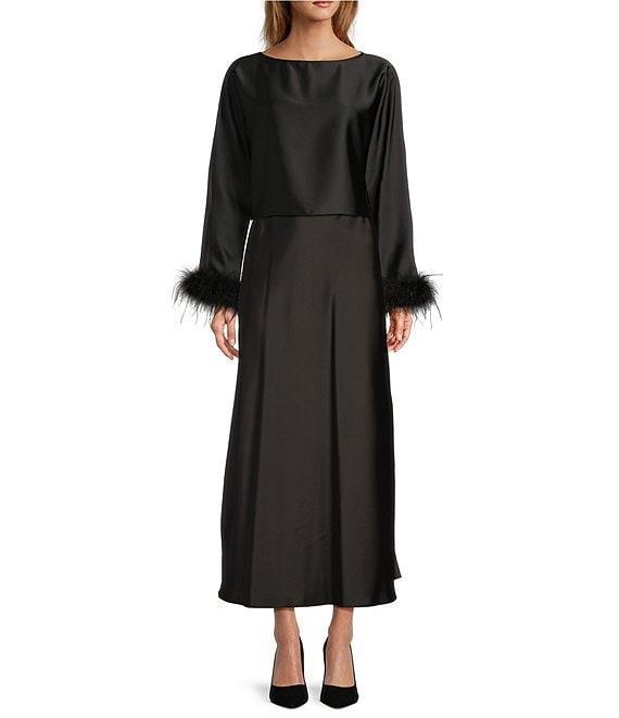 Antonio Melani Bella A-Line Satin Maxi Skirt Product Image