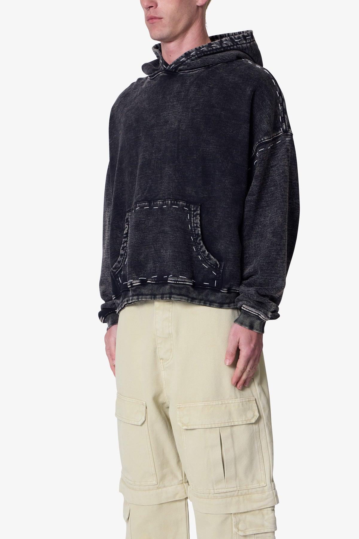 Contrast Stitch Hoodie - Black Product Image