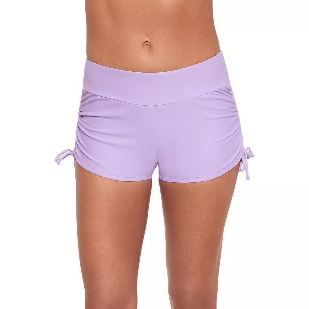 Women's ECO BEACH Side-Ruched Swim Shorts, Size: Small, Dusty Purple Product Image