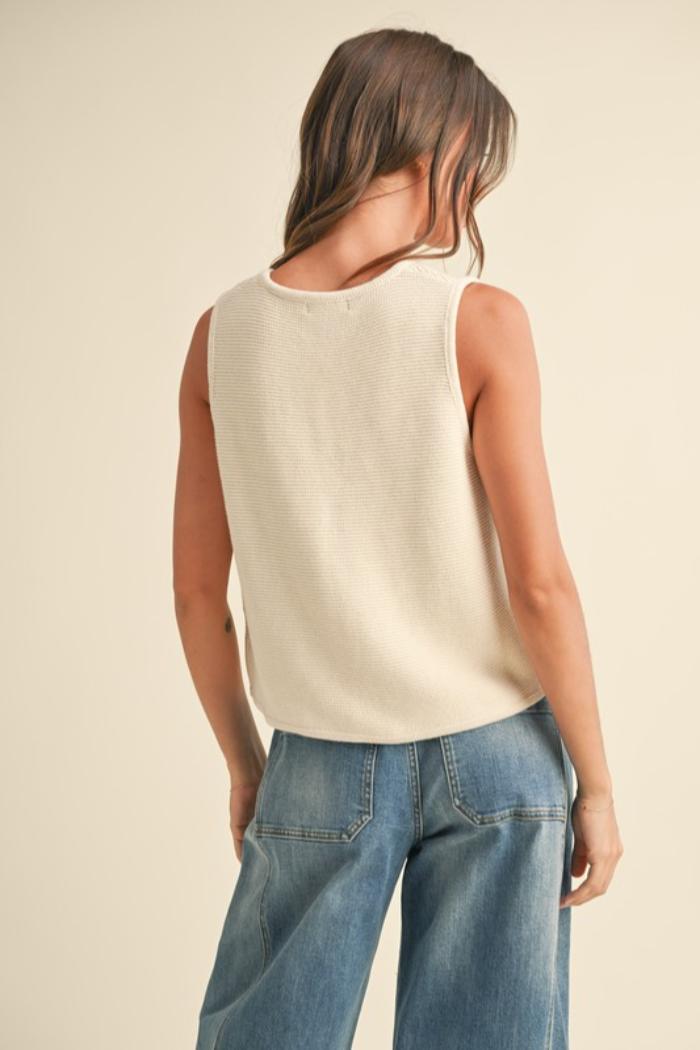 Tie Front Knit Vest Top Product Image