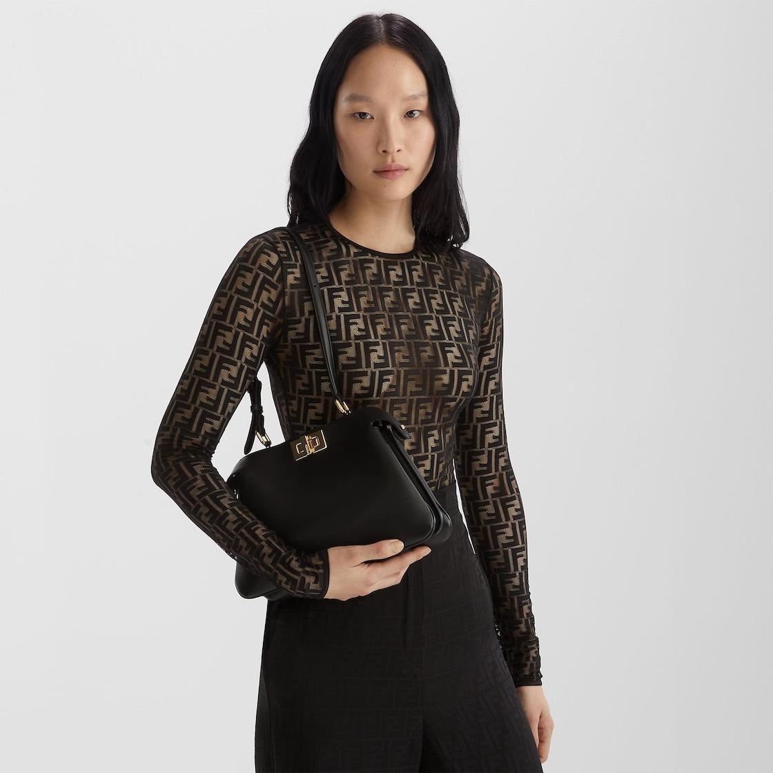 Peekaboo Soft SmallBlack leather bag Product Image