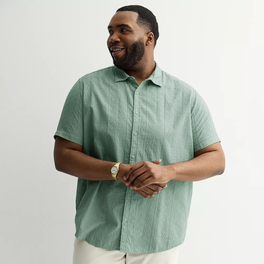 Big & Tall Apt. 9® Short Sleeve Embroidered Regular Collar Shirt, Men's, Size: 3XL Tall, Green Product Image
