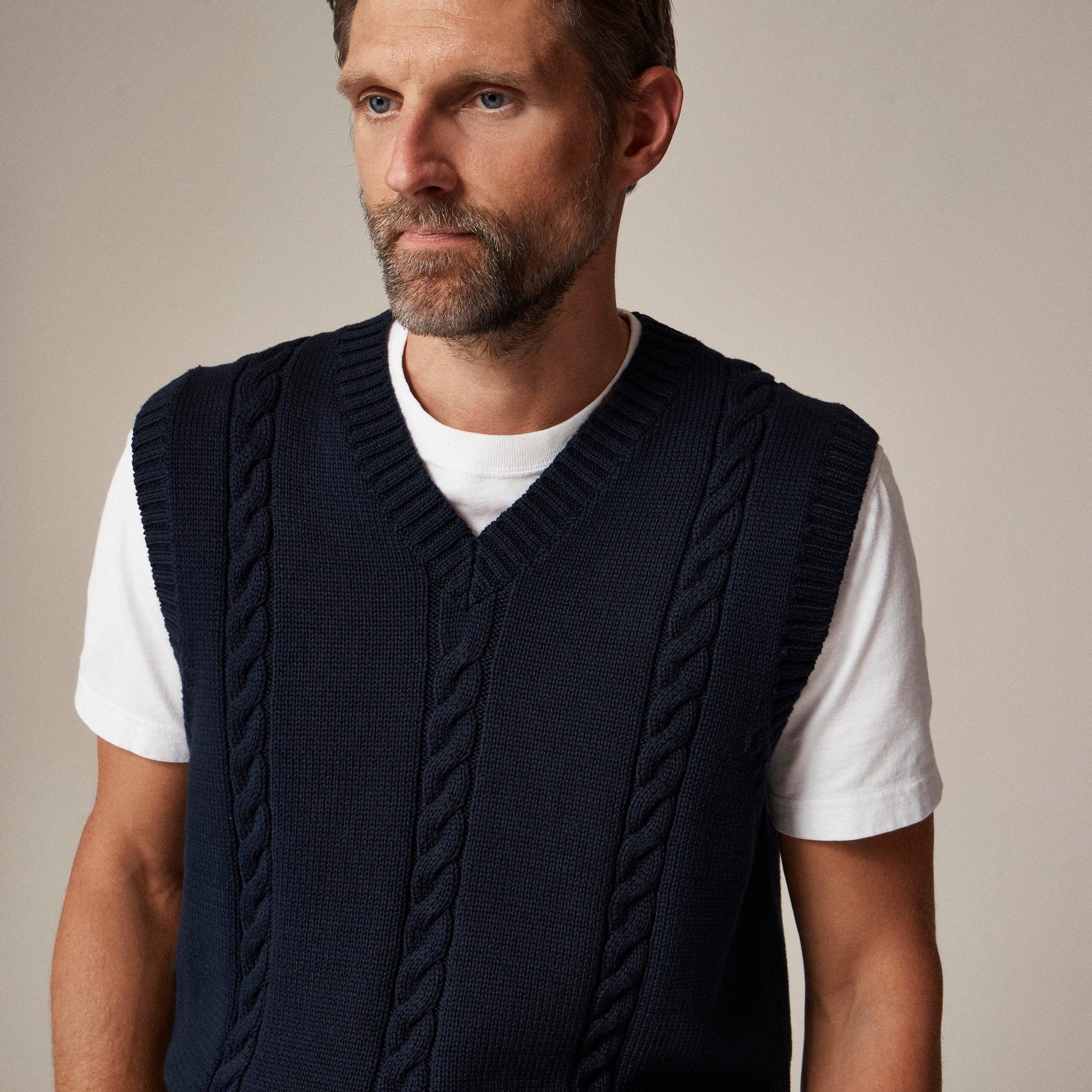 Cotton cable-knit sweater-vest Product Image