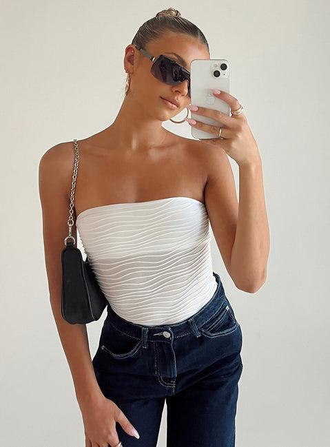 Makena Strapless Bodysuit White Low Impact Product Image