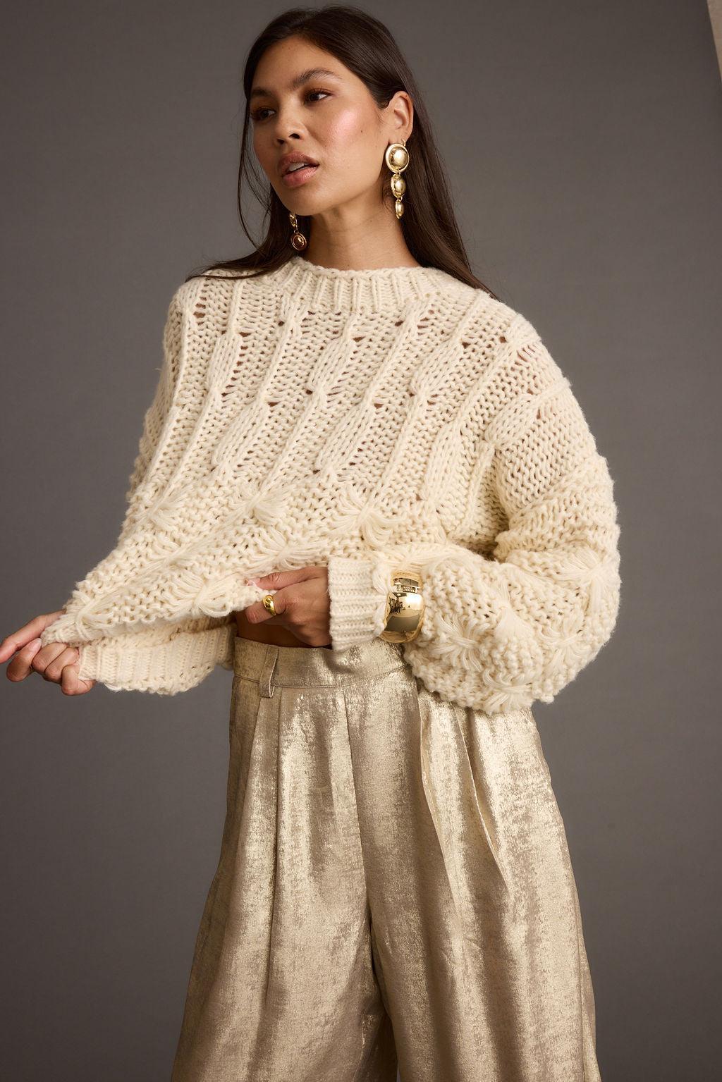 Bethany Cream Cable Knit Sweater Product Image