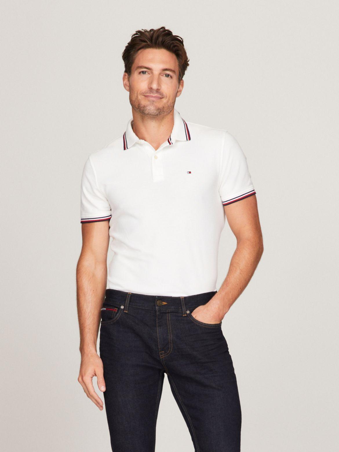 Men's Tommy Hilfiger Tommy Tipped Polo Shirt, Size: Small, Fresh White Product Image