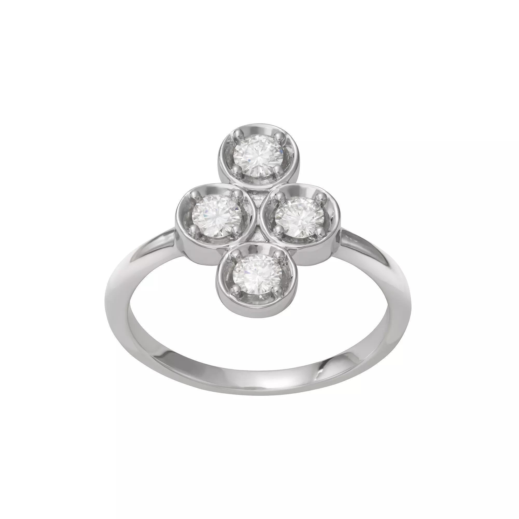 Moissanite Outlet Sterling Silver 1/2 Carat T.W. Lab-Created Moissanite Clover Ring, Women's, Size: 7 Product Image