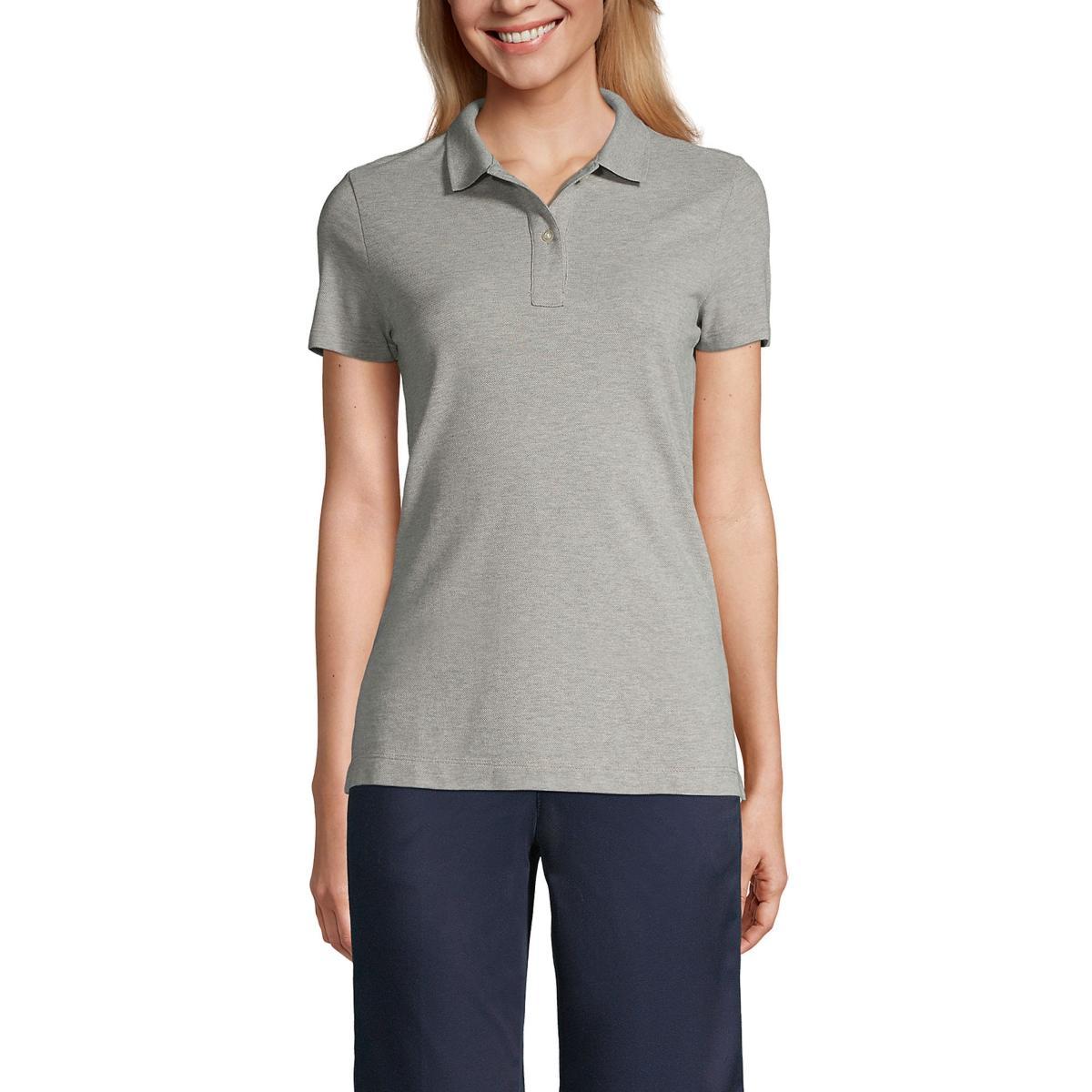 Women's Lands' End School Uniform Feminine Fit Short Sleeve Mesh Polo Shirt, Size: Small, Classic Blue Product Image