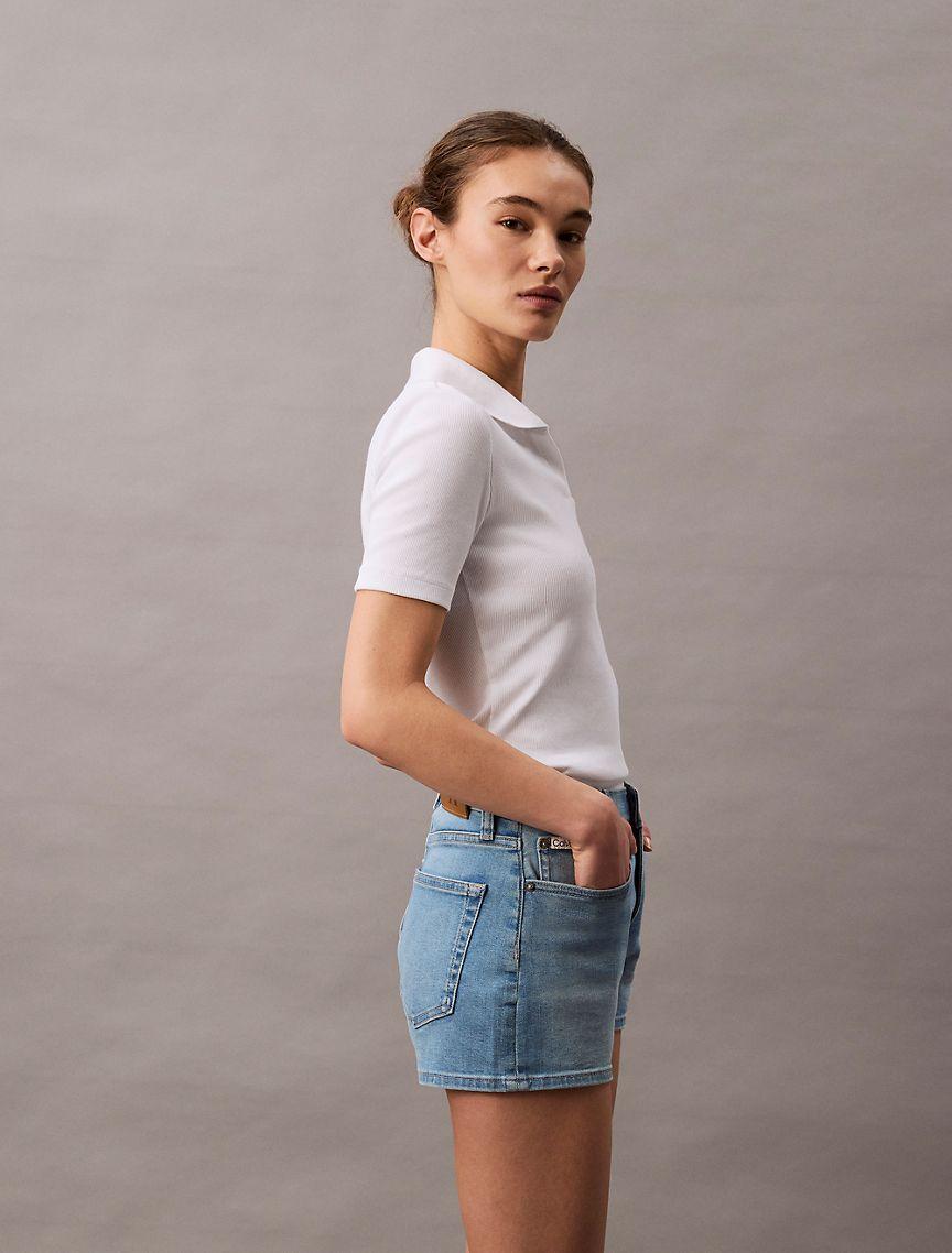 High Rise Denim Mini Shorts Product Image