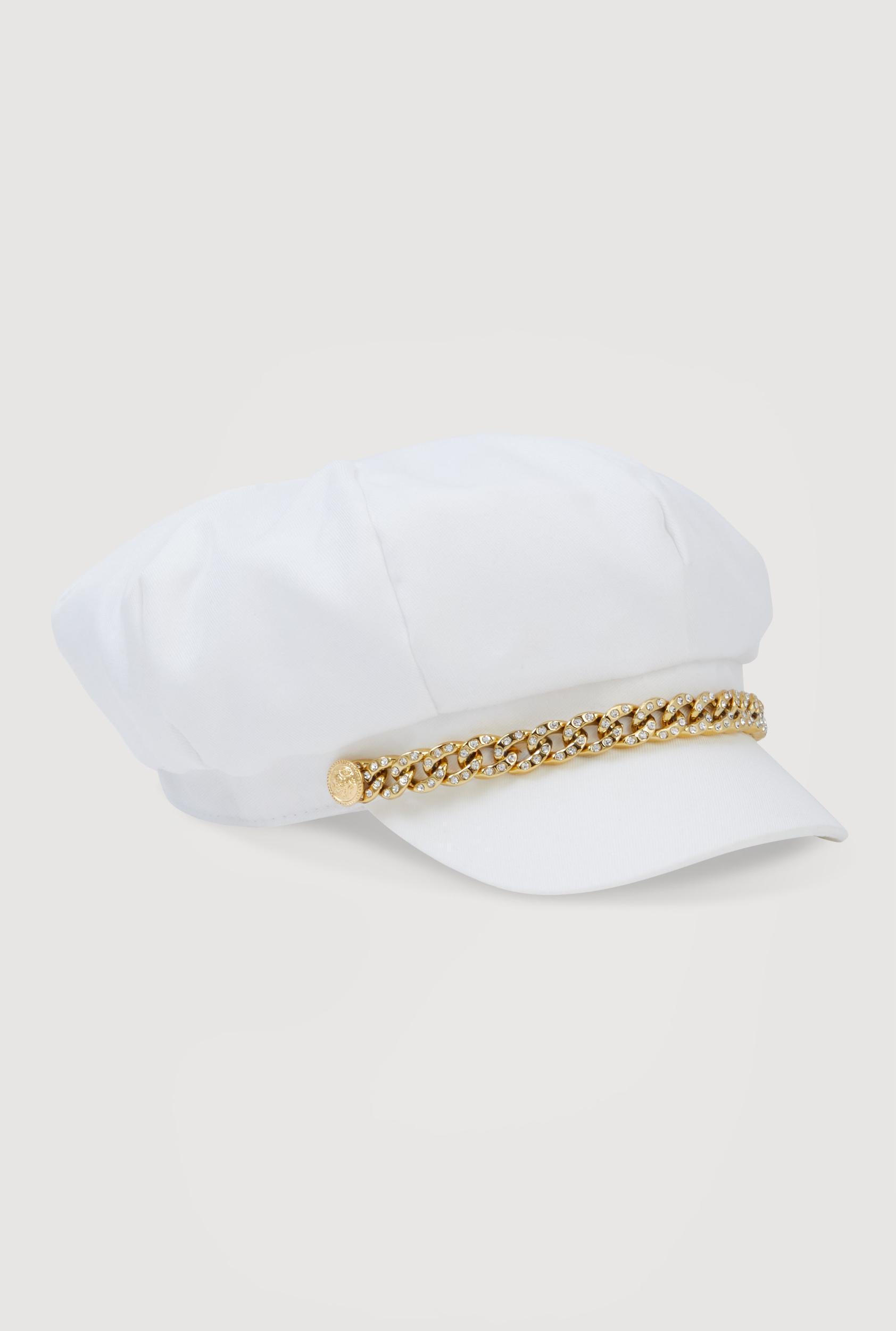 Rhinestone Chain Detail Cabbie Hat Female Product Image