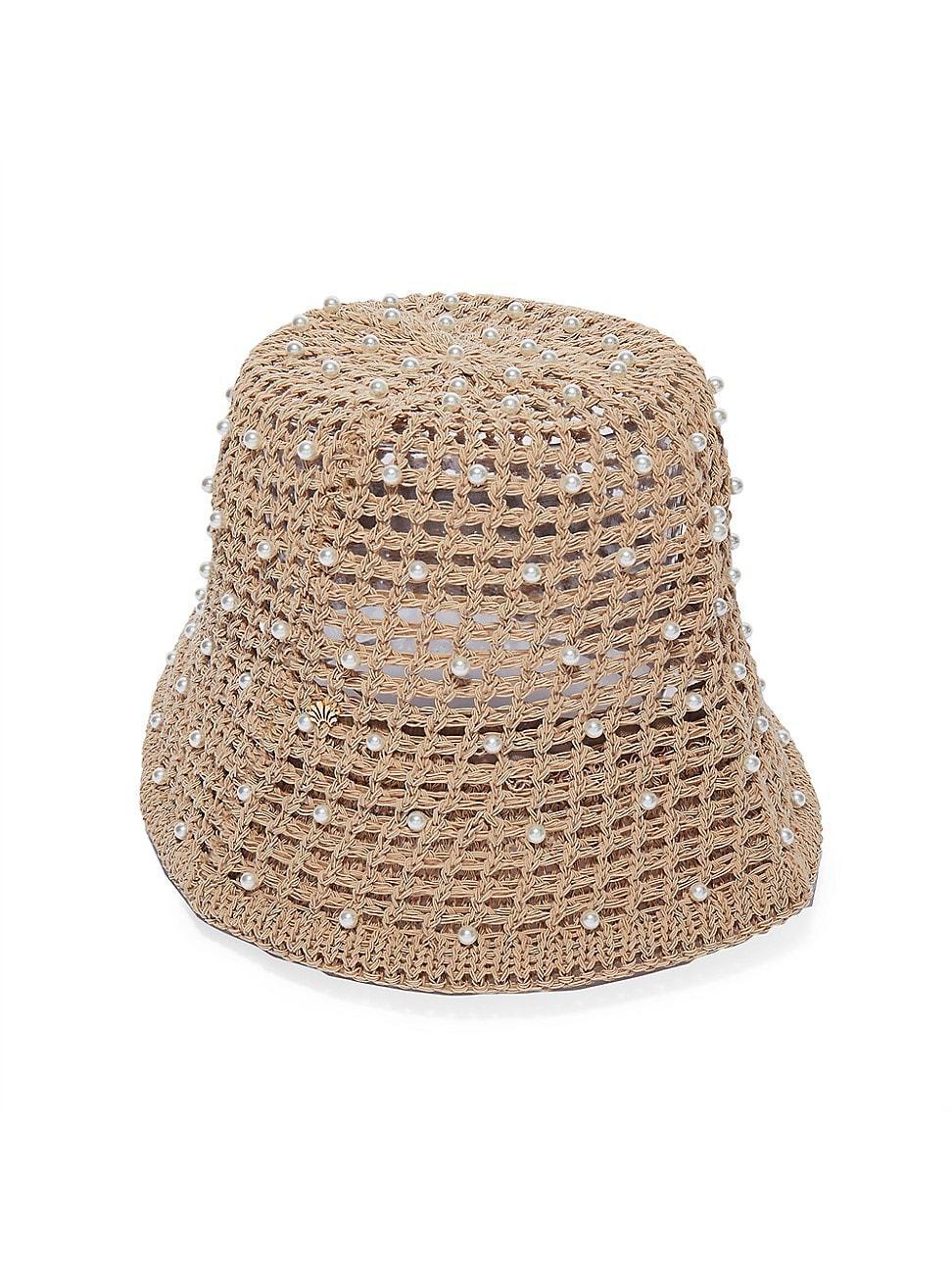 Open Weave Pearly Raffia Bucket Hat Product Image