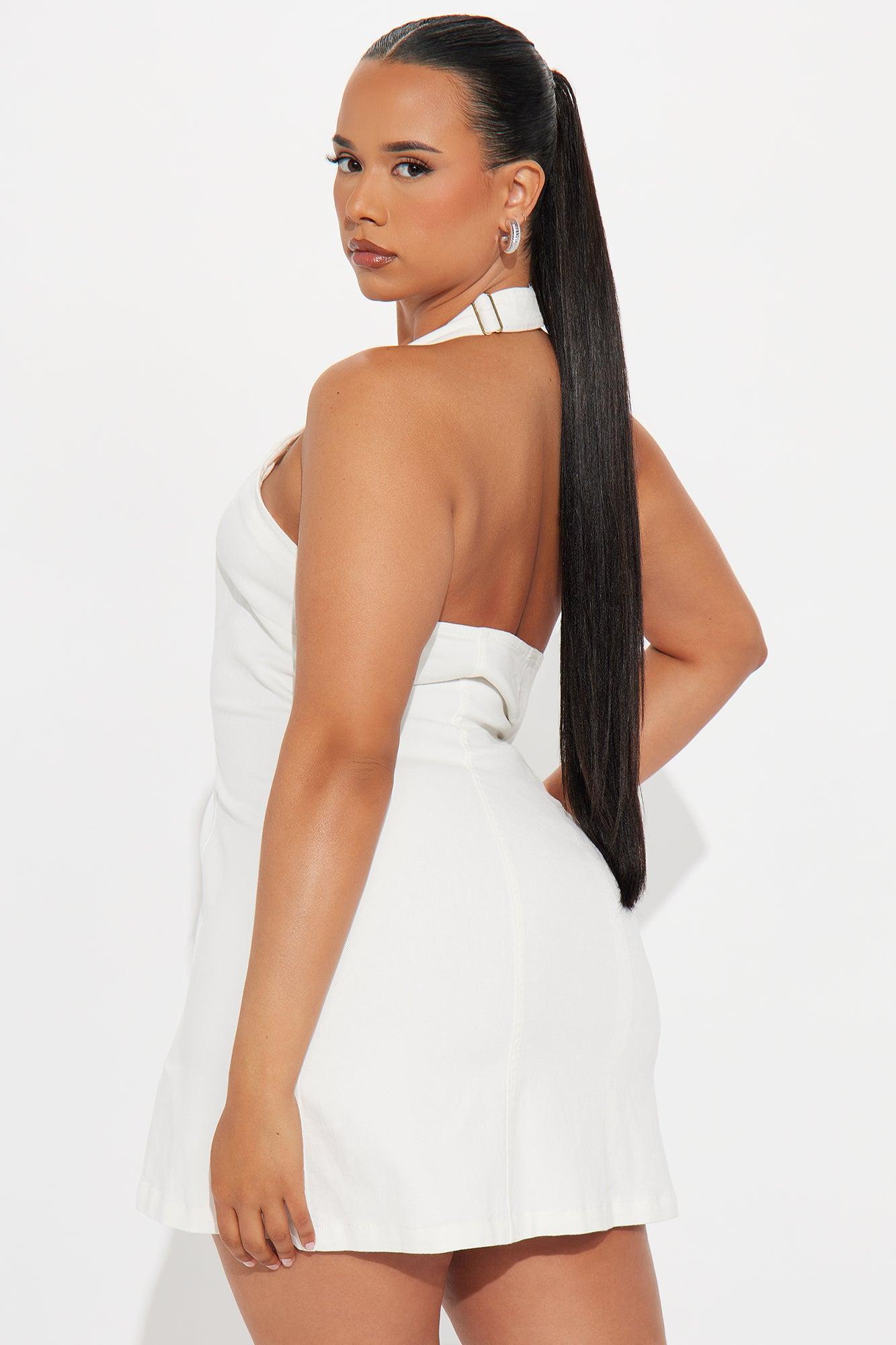 Run This Town Denim Mini Dress - White Wash Product Image