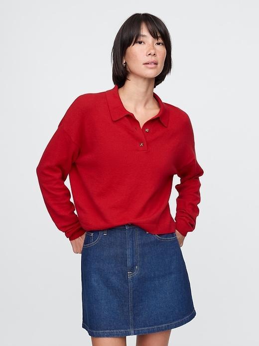 CashSoft Relaxed Polo Sweater Product Image