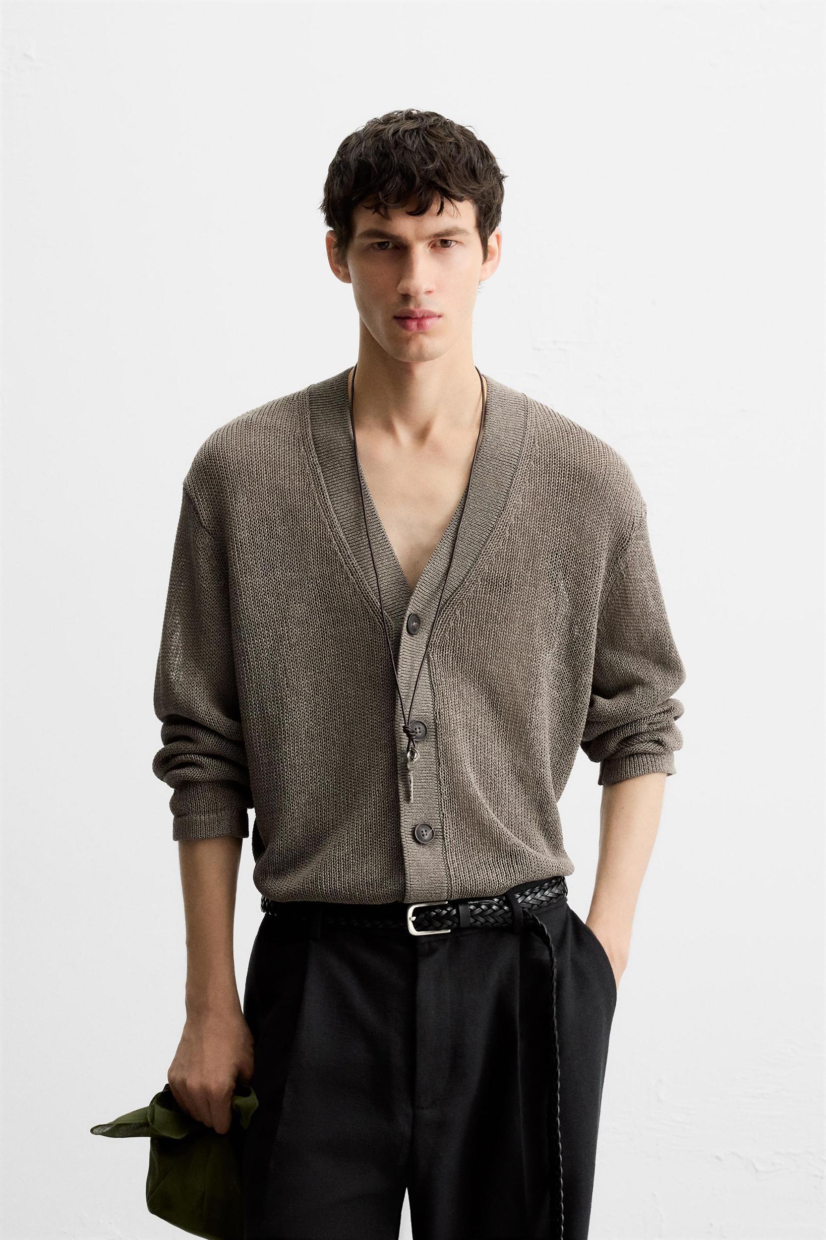 OPEN KNIT TEXTURED CARDIGAN Product Image