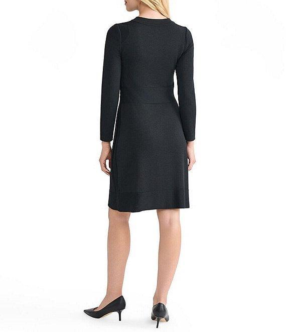 MISOOK Knit Crew Neck Long Sleeve Sheath Zip Front Coat Dress Product Image