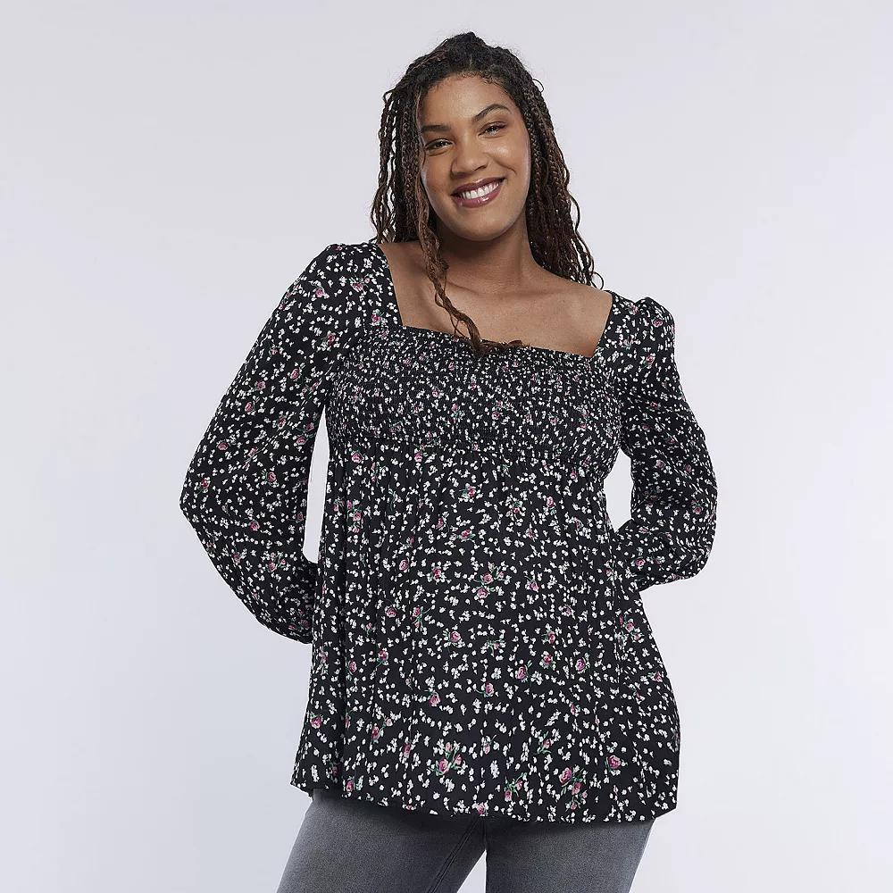 Maternity Motherhood® Smocked Babydoll Top, Women's, Size: Small-Mat, Black Ditsy Product Image