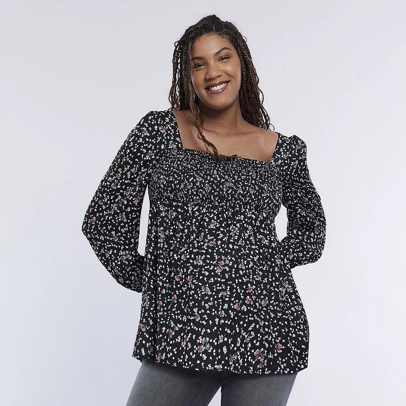 Maternity Motherhood® Smocked Babydoll Top, Women's, Size: Small-Mat, Black Ditsy Product Image