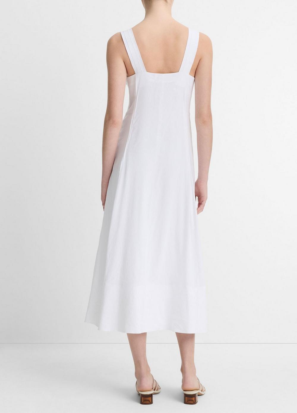 Womens Linen-Blend Square Neck Tank Midi-Dress Product Image
