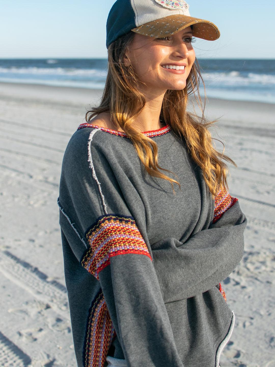 Knit Trim Sweatshirt Product Image