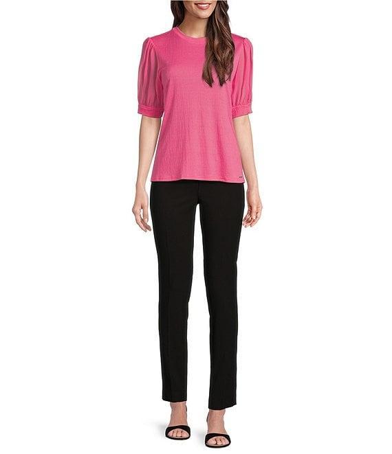 Calvin Klein Mixed Media Short Puff Sleeve Top Product Image