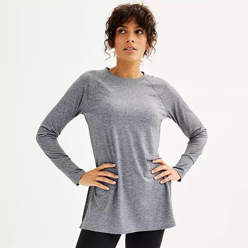 Womens Tek Gear Long Sleeve Tunic Tee Pink Grigio Product Image
