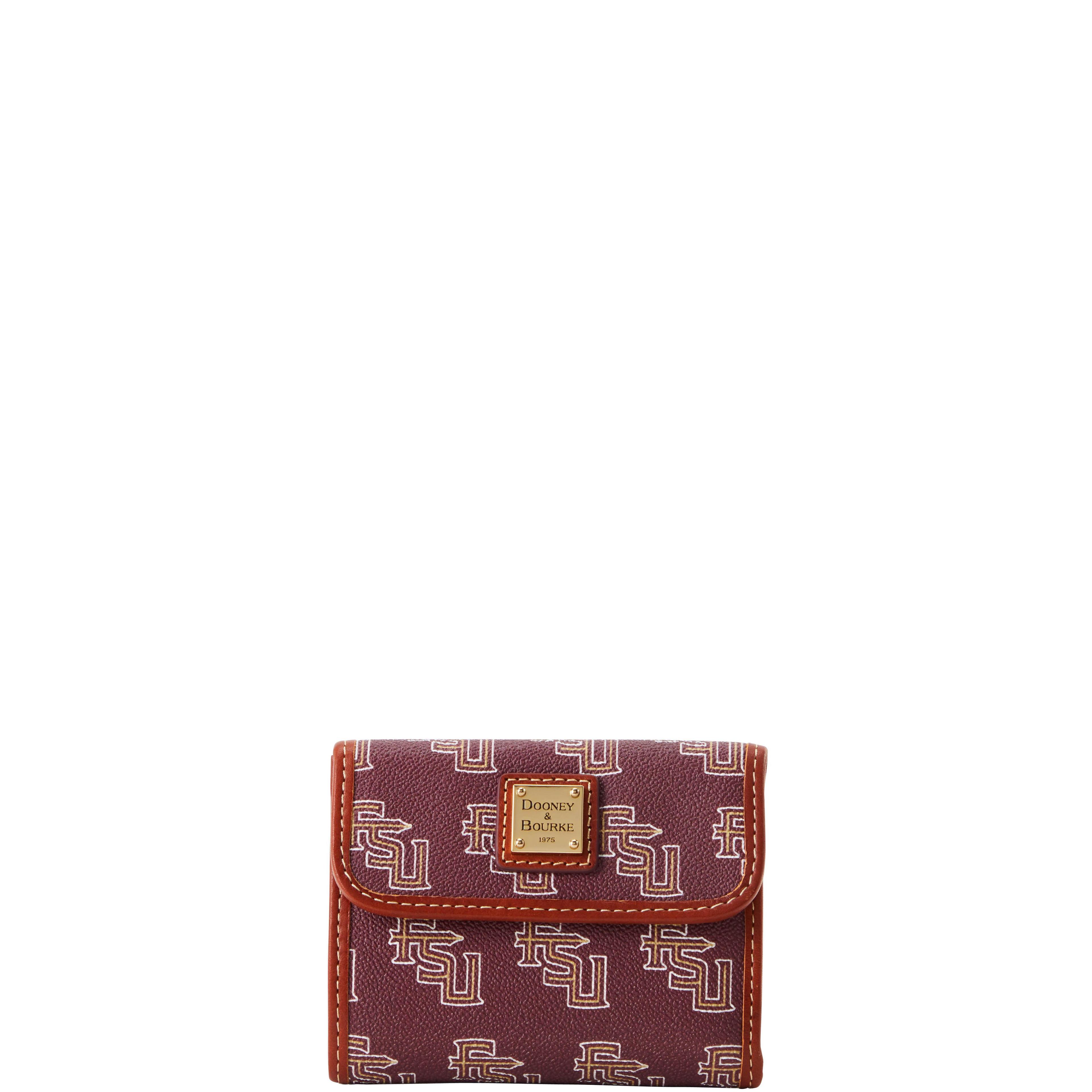 Dooney & Bourke Womens Collegiate Florida State Flap Credit Card Coated Cotton Wallet in Rouge Product Image